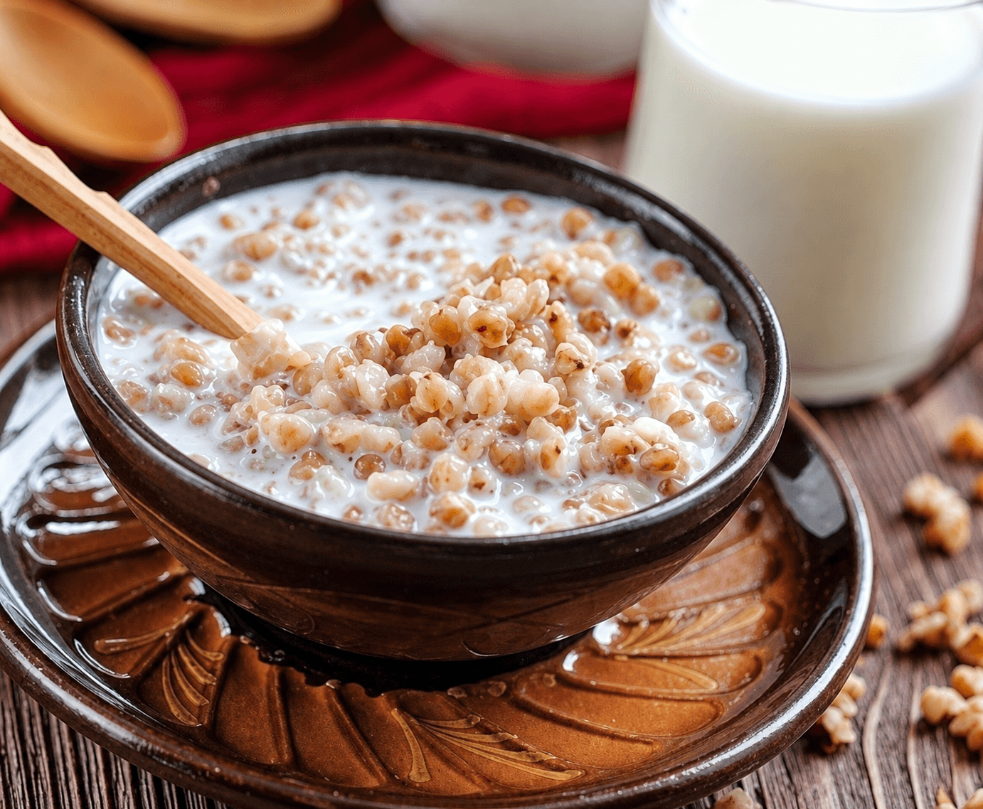 Гречневая  каша с молоком и сахаром